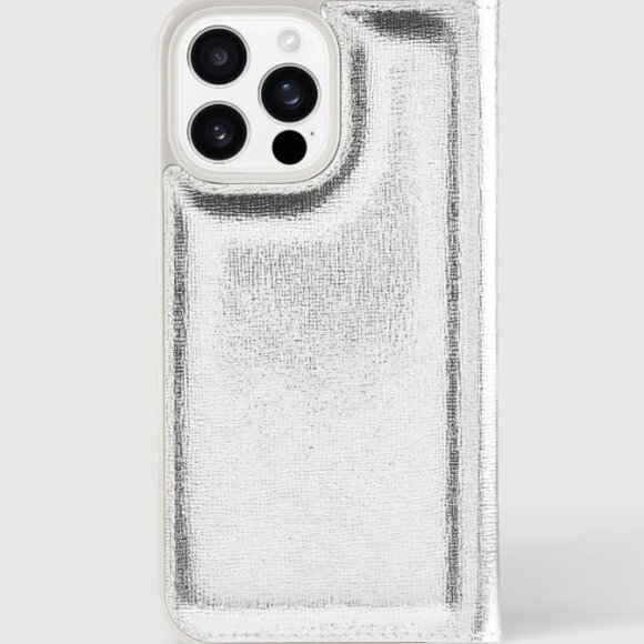 kate spade new york Wallet Folio Case iPhone 16 Pro Max Case - Silver Metallic - Picture 5 of 8